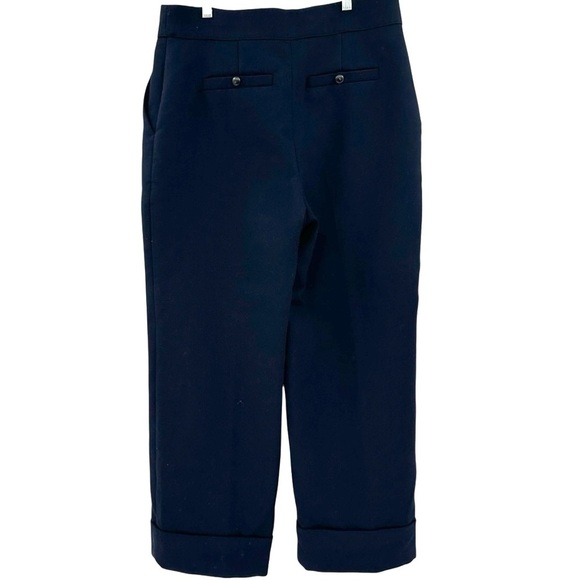 Sezane Navy Damon Trousers Wide Leg Crop Size 44 Wool Blend - Picture 3 of 6
